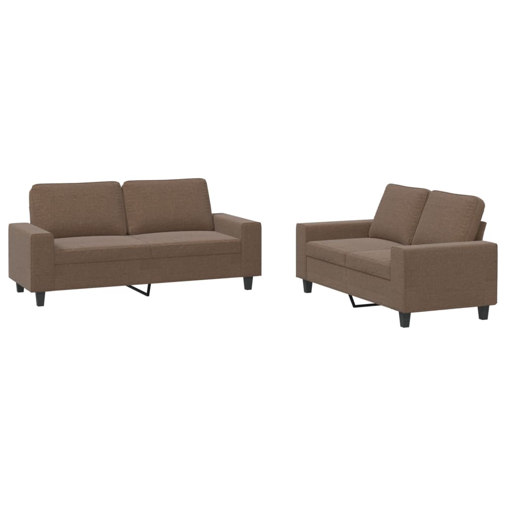 2-dijelni set sofa smeđi od tkanine Smeđa