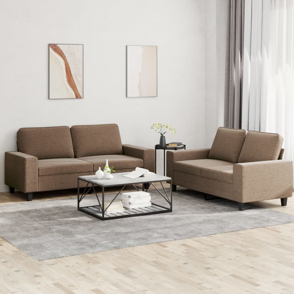 2-dijelni set sofa smeđi od tkanine Smeđa
