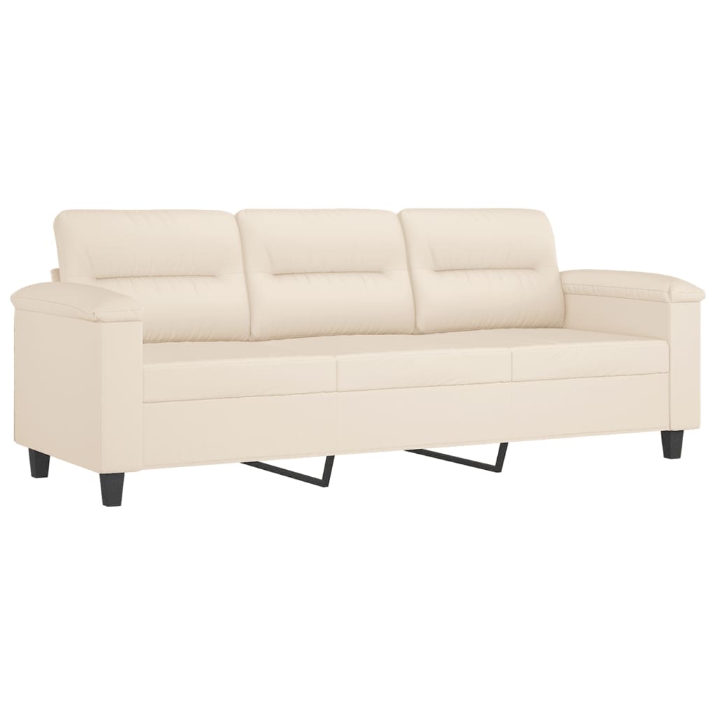 3-dijelni set sofa s jastucima bež od mikrovlakana