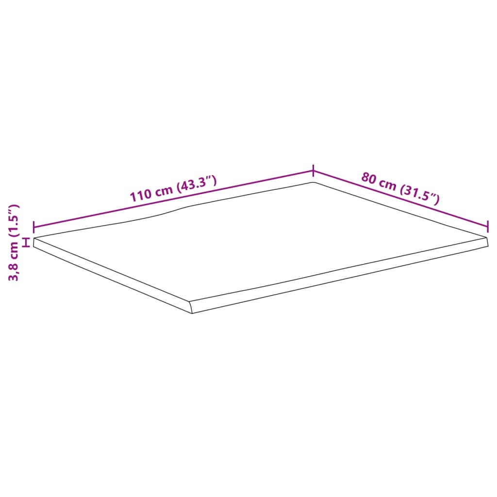 Ploča stola s prirodnim rubom 110x80x3,8 cm Masivno drvo, neobrađeni mango