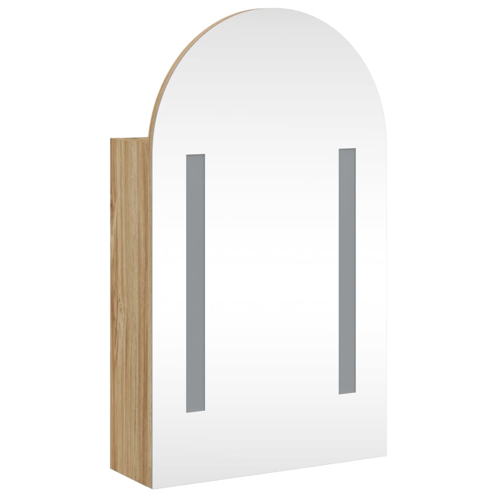 Kupaonski ormarić s ogledalom LED lučni boja hrasta 42x13x70 cm
