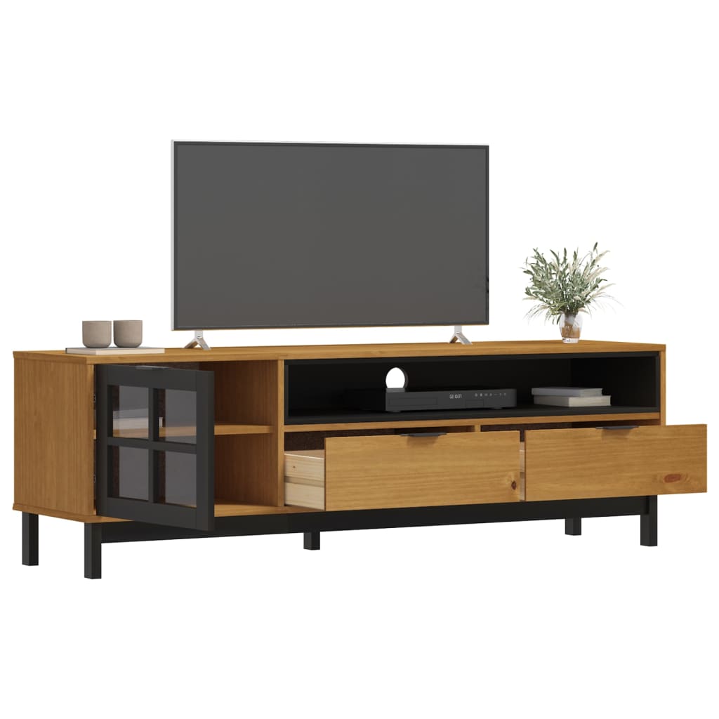 TV ormarić sa staklenim vratima FLAM 158x40x50 cm od borovine