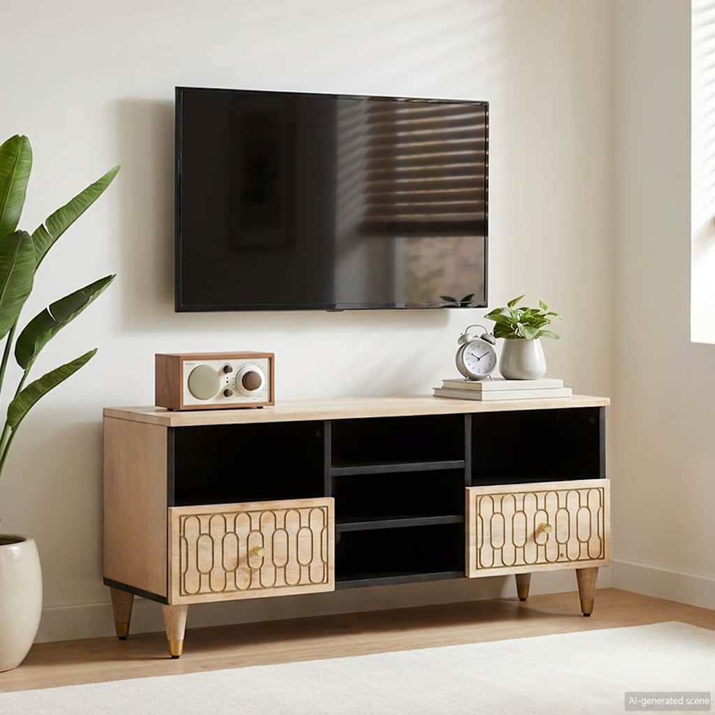 TV ormarić 100 x 33 x 46 cm od masivnog drva manga Smeđa