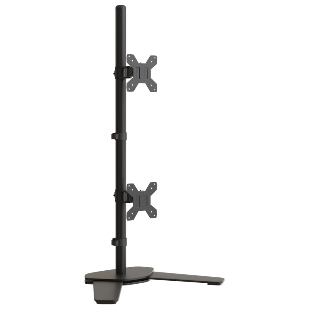 Dvostruki nosač za monitor crni čelični VESA 75/100 mm