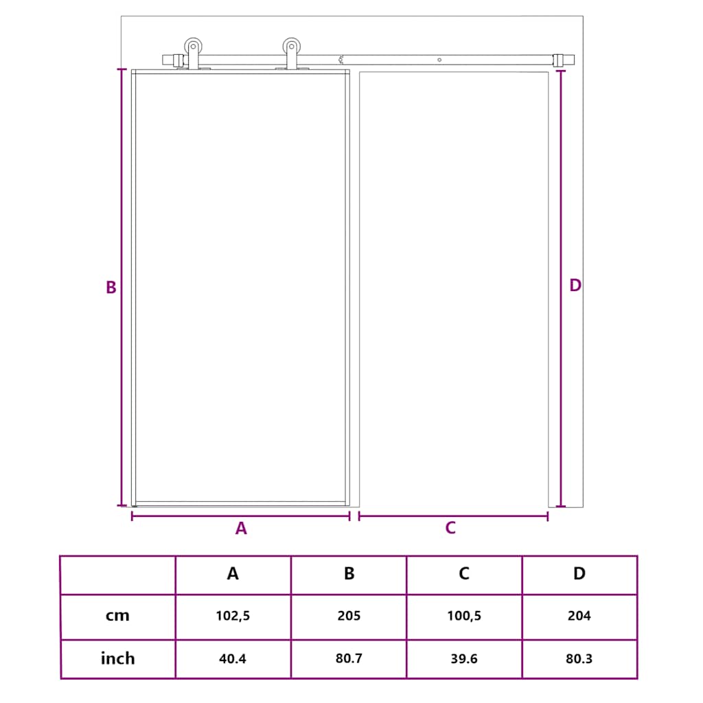 Klizna vrata bijela 102,5x205 cm od kaljenog stakla i aluminija