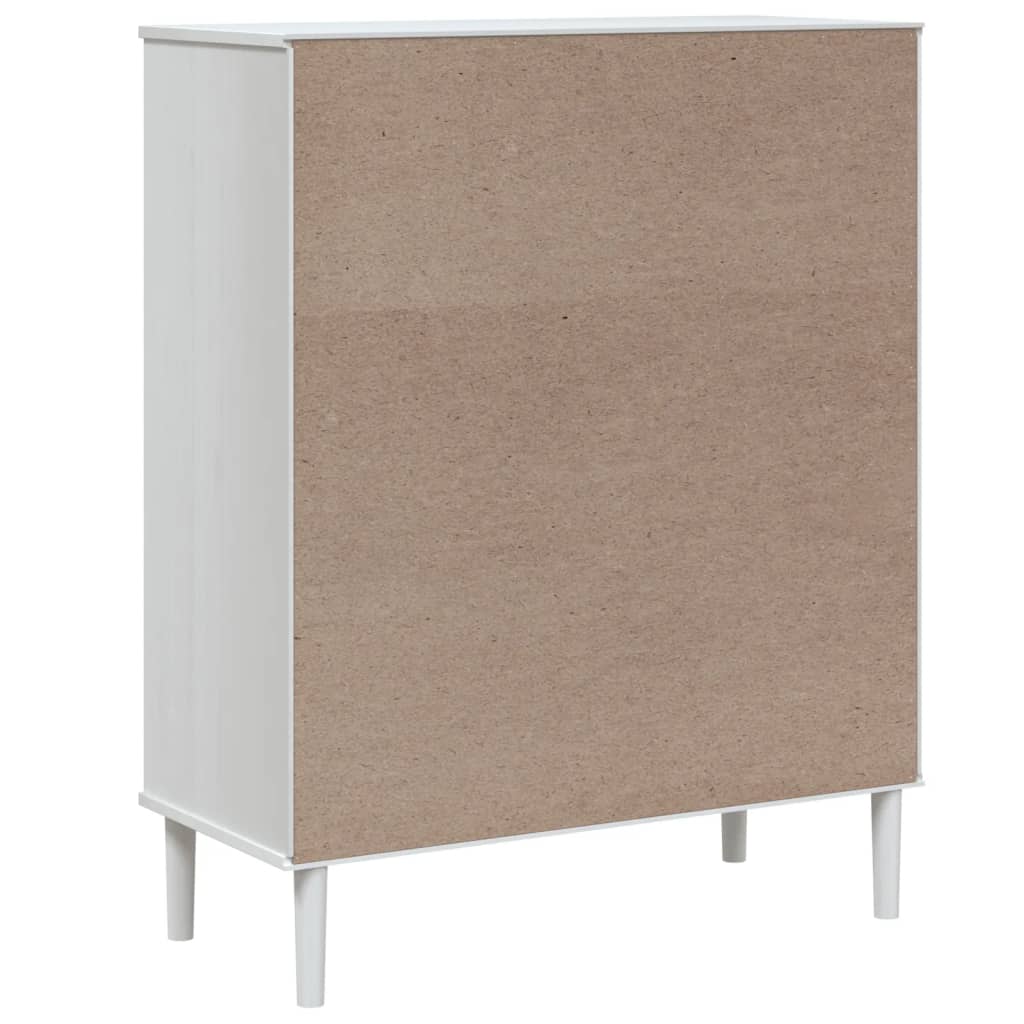 Visoka komoda SENJA bijela izgled ratana 90x40x112 cm borovina