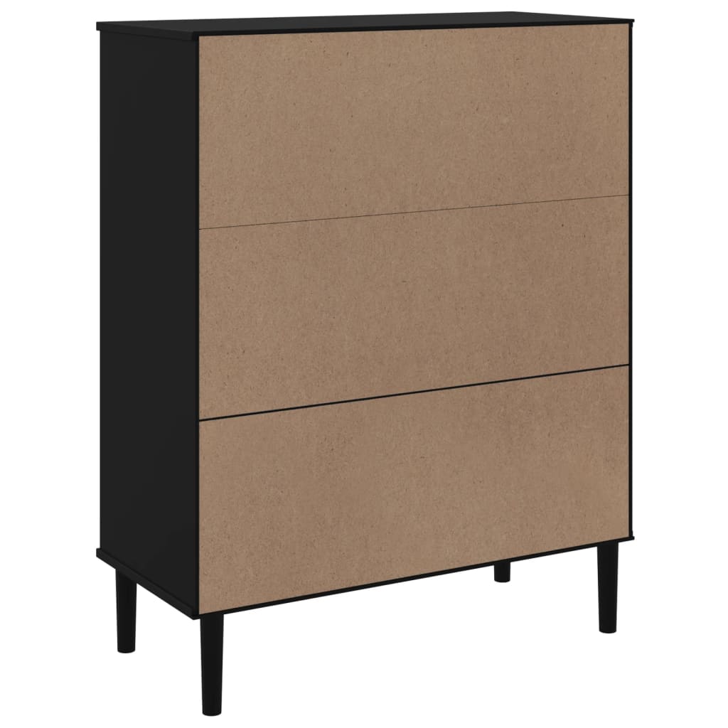Visoka komoda SENJA crna izgled ratana 90x40x112 cm borovina