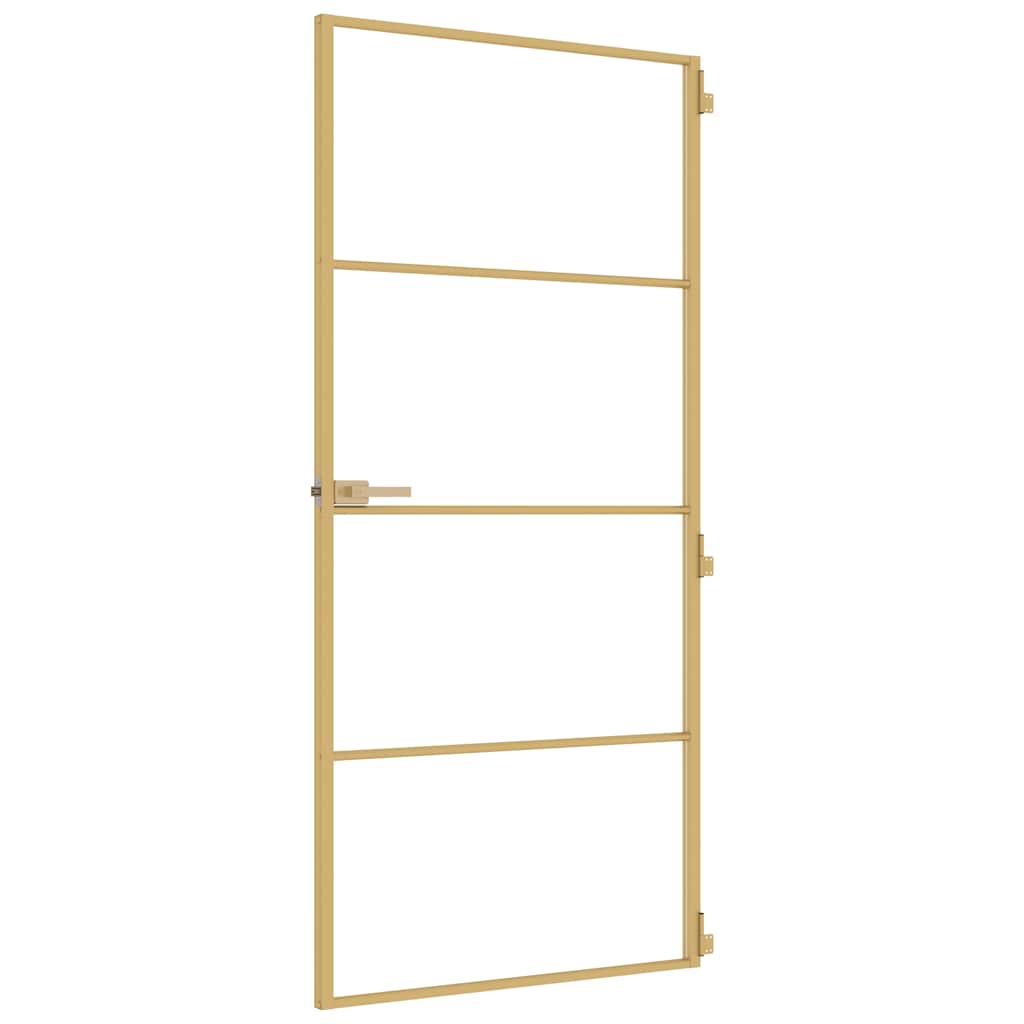Sobna vrata tanka zlatna 93x201,5 cm kaljeno staklo i aluminij