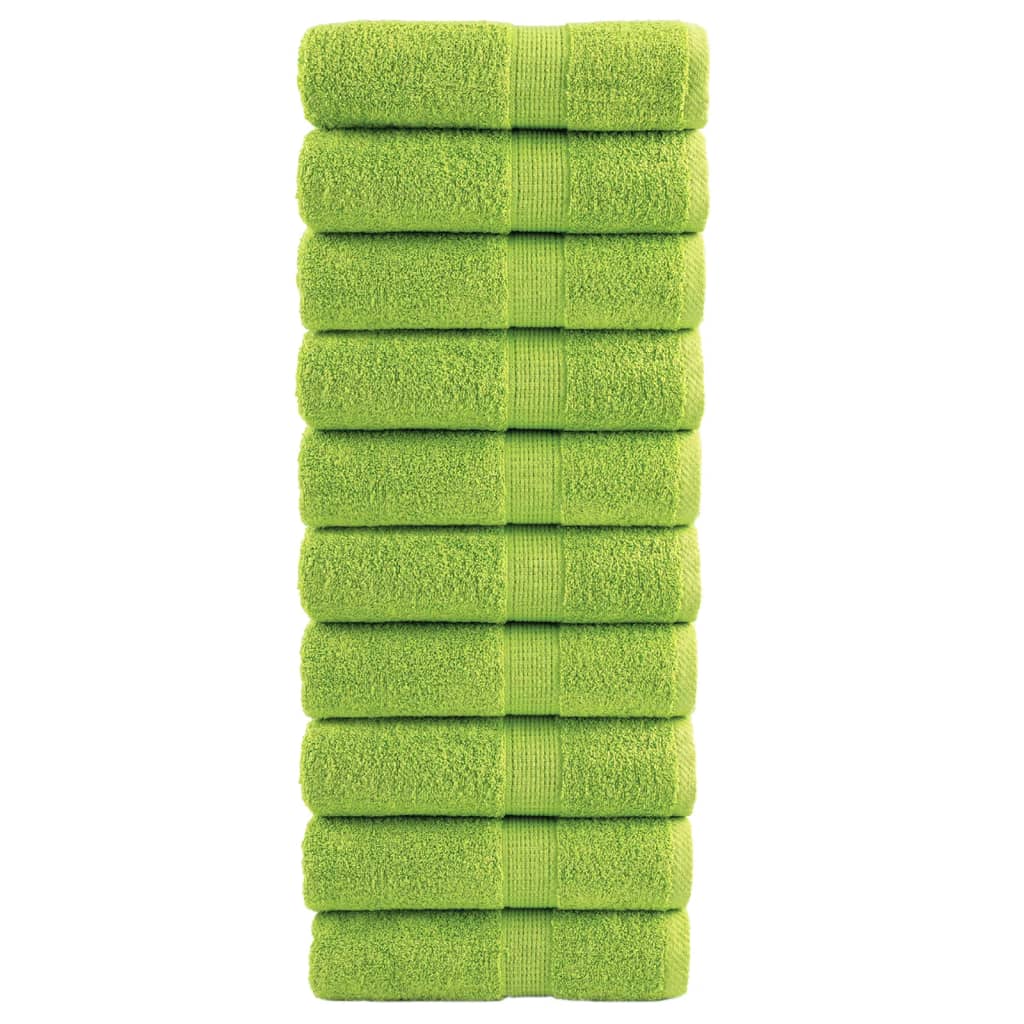Premium ručnici za goste SOLUND 10 kom. zelene boje jabuke 30x50 cm 600 g/m²