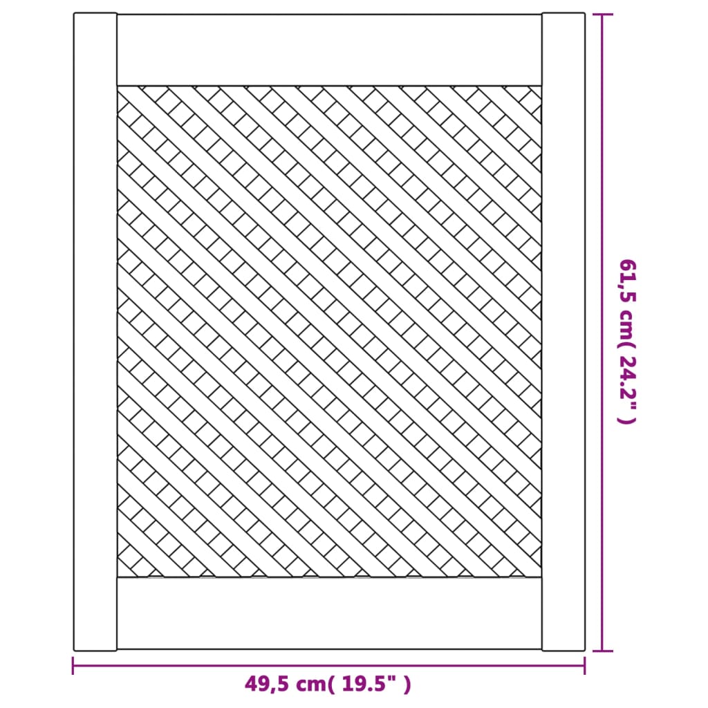 Vrata za ormarić rešetkasti dizajn 2 kom 49,5x61,5 cm borovina