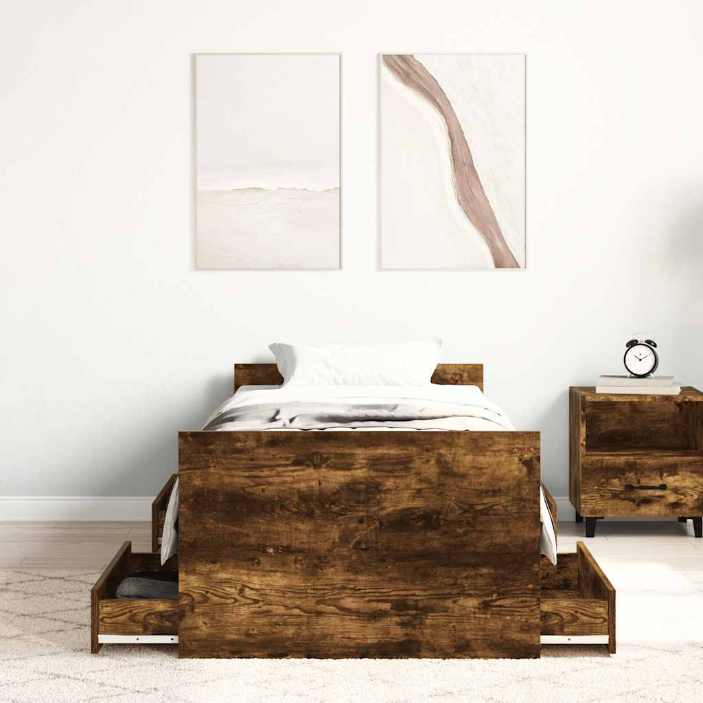 Okvir kreveta s uzglavljem i podnožjem boja hrasta 100 x 200 cm