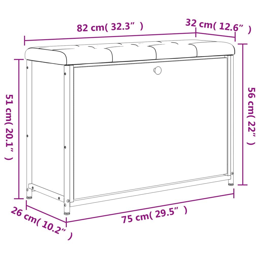 Klupa za cipele s preklopnom ladicom boja hrasta 82x32x56 cm