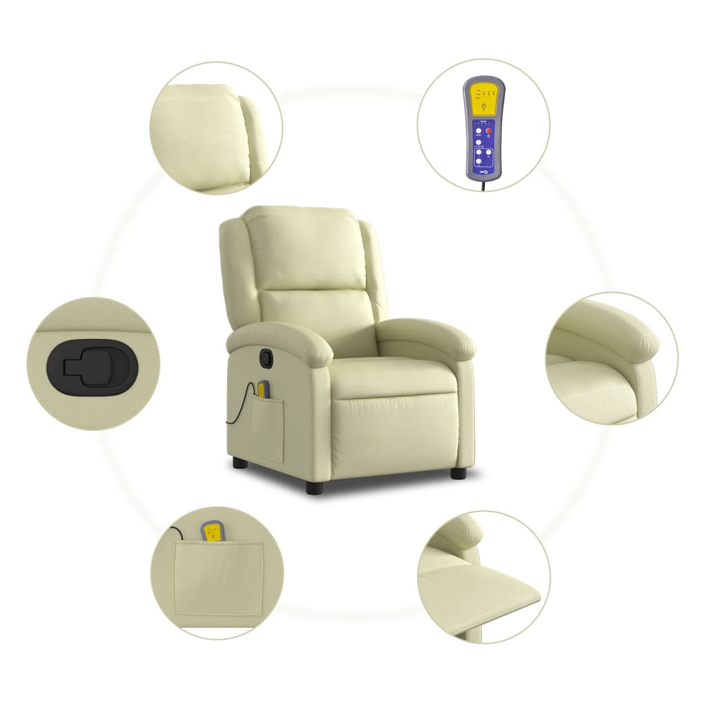 Masažna fotelja od prave kože krem boje