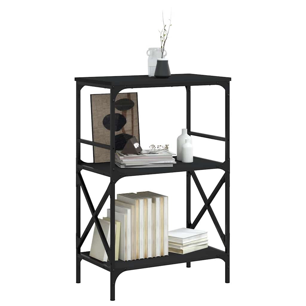 Regal za knjige s 3 razine crni 59x35x90,5 cm konstruirano drvo