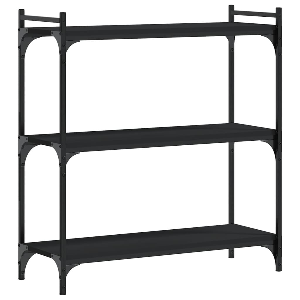 Regal za knjige s 3 razine crni 80x30x86 cm konstruirano drvo