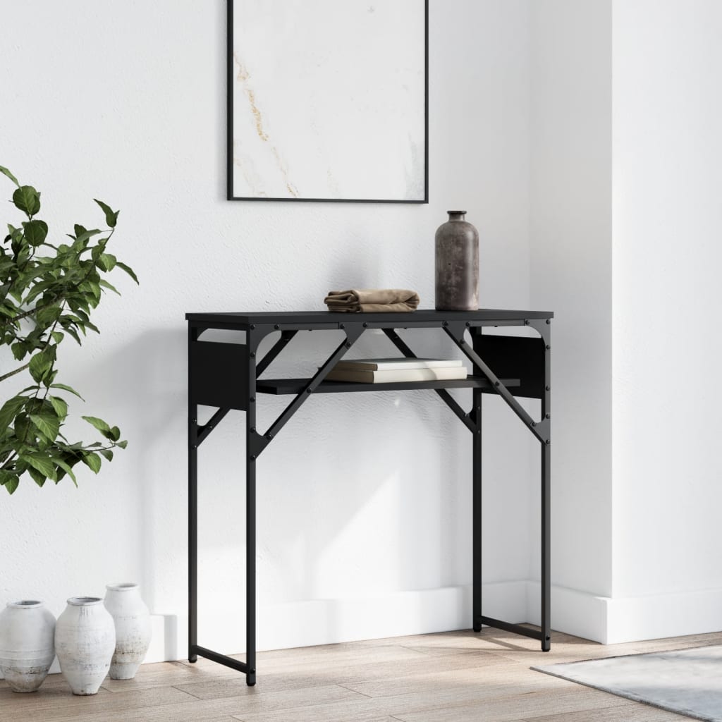 Konzolni stol s policama crni 75x30x75 cm od konstruiranog drva