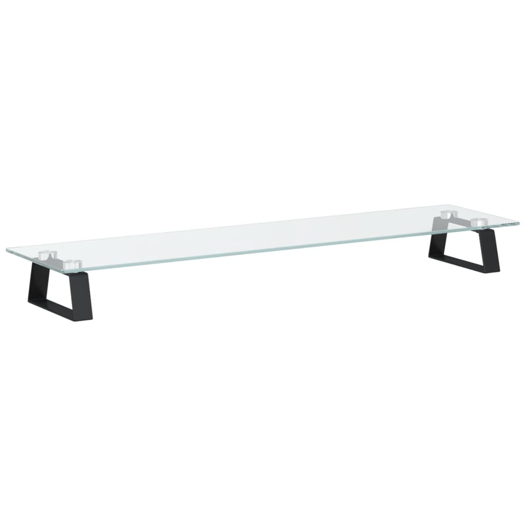Stalak za monitor crni 80 x 20 x 8 cm kaljeno staklo i metal