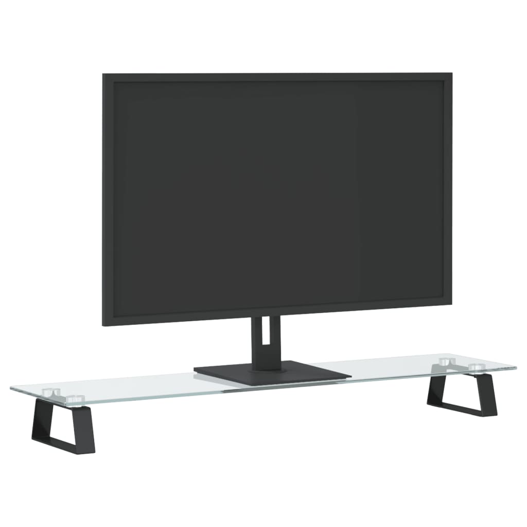 Stalak za monitor crni 80 x 20 x 8 cm kaljeno staklo i metal