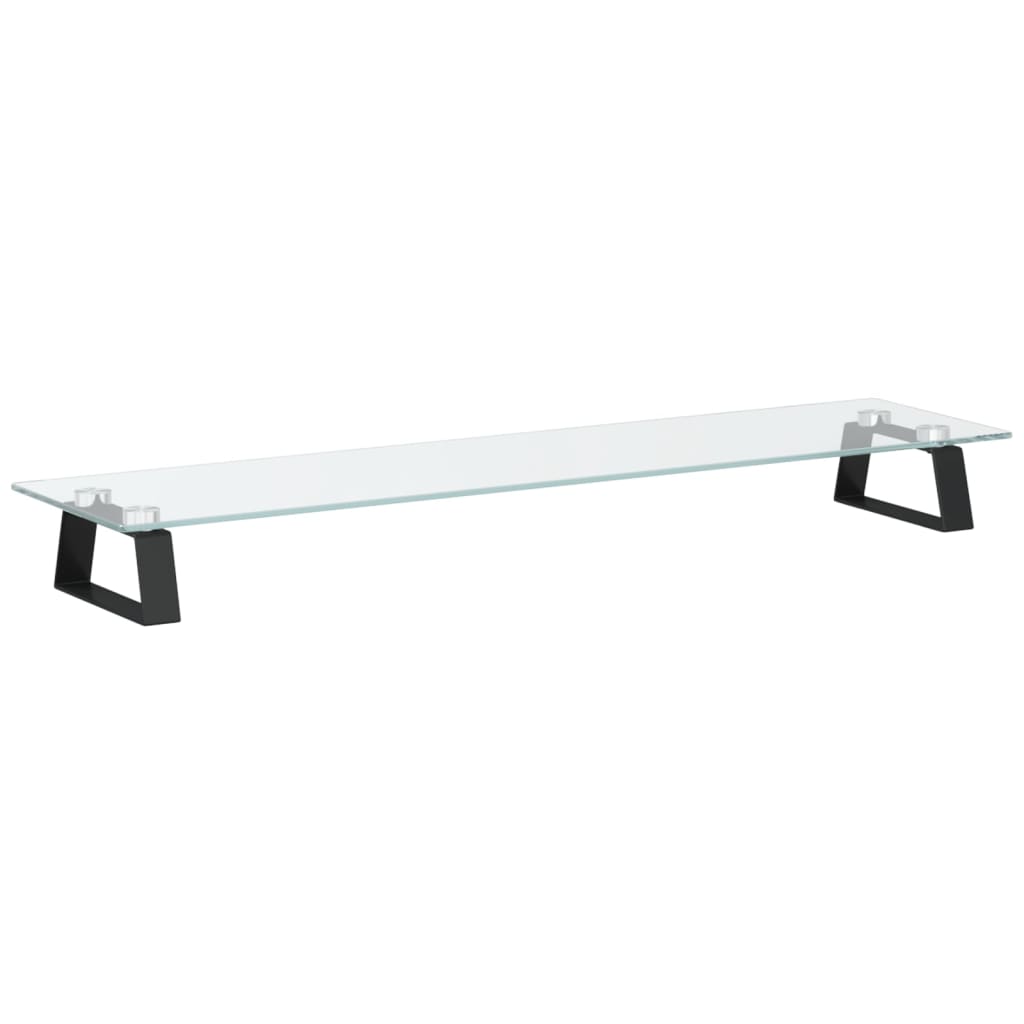 Stalak za monitor crni 80 x 20 x 8 cm kaljeno staklo i metal