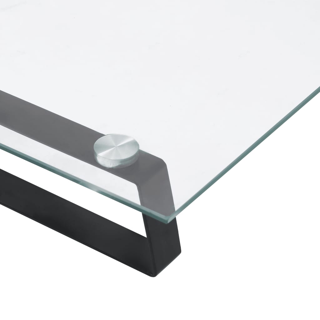 Stalak za monitor crni 80 x 20 x 8 cm kaljeno staklo i metal