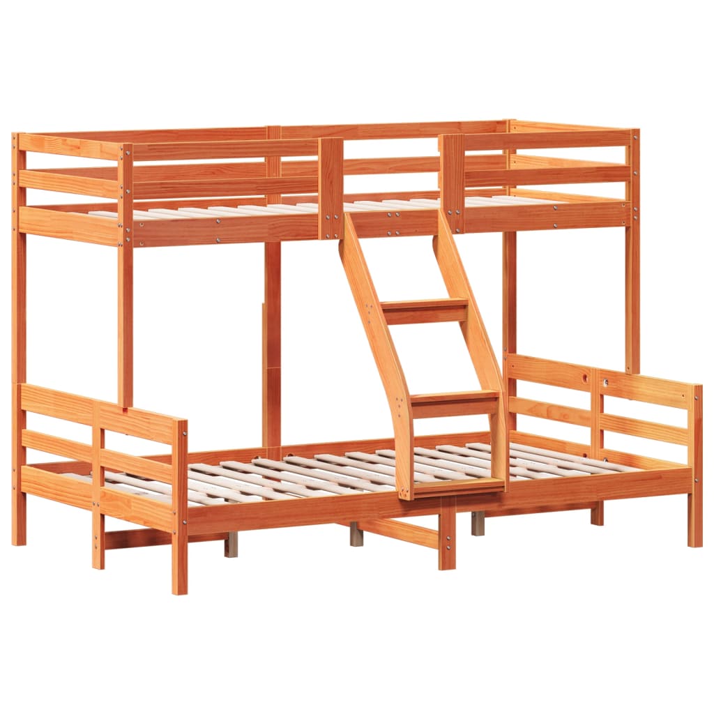Krevet na kat 80x200/120x200 cm masivna borovina voštano smeđi
