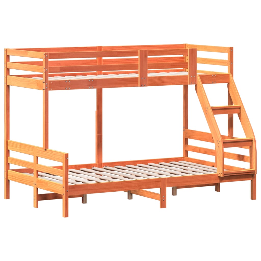 Krevet na kat 80x200/120x200 cm masivna borovina voštano smeđi