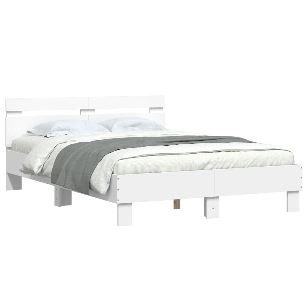 Okvir za krevet s uzglavljem i LED bijeli 135x190 cm
