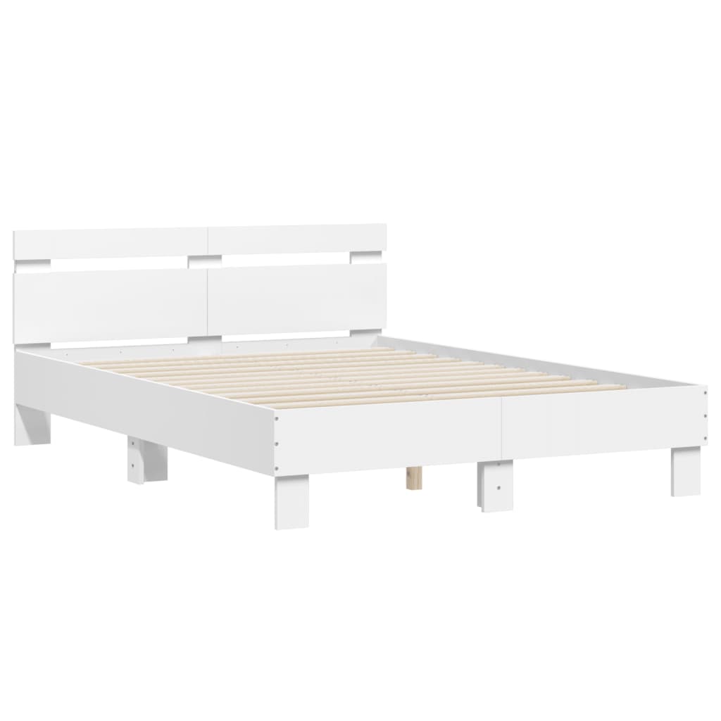Okvir za krevet s uzglavljem i LED bijeli 135x190 cm