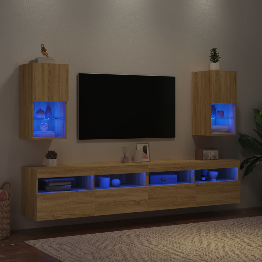 TV ormarići s LED svjetlima 2 kom boja hrasta 30,5x30x60 cm