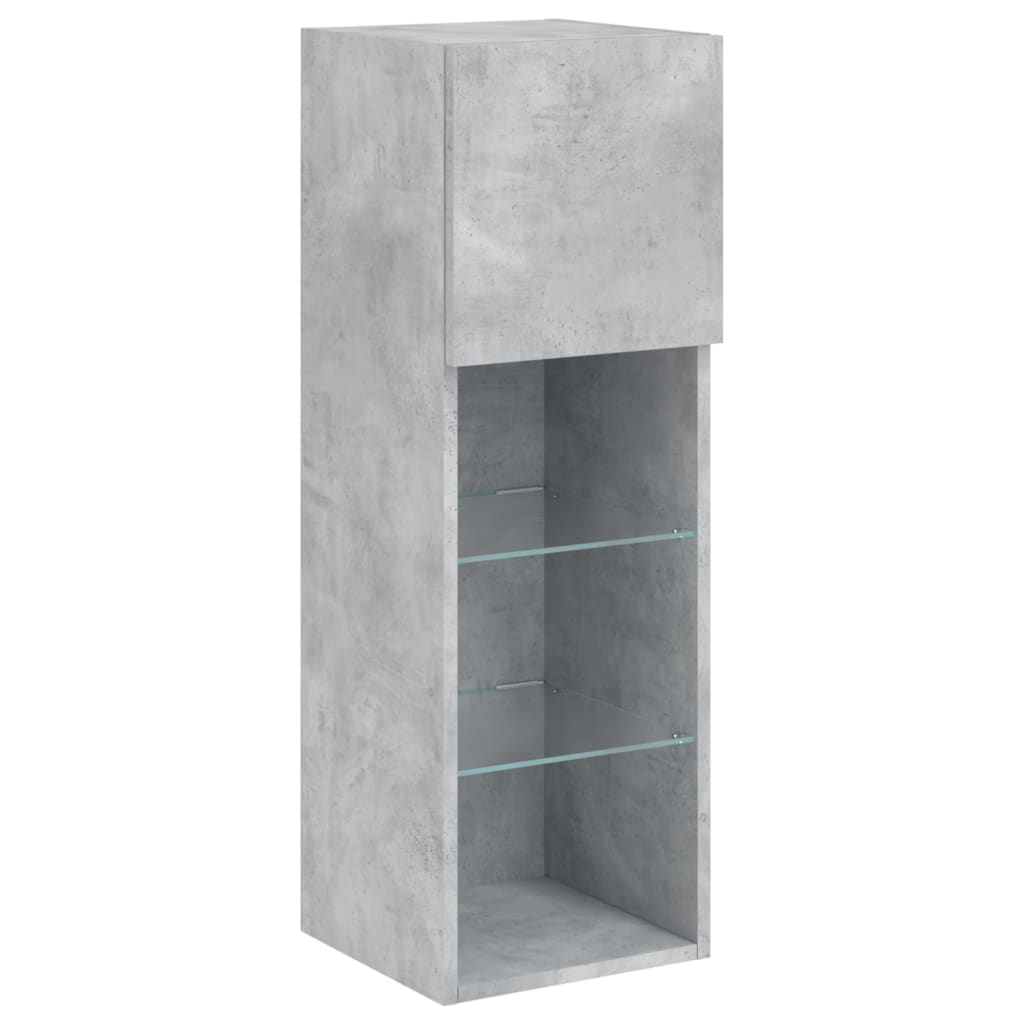 TV ormarić s LED svjetlima siva boja betona 30,5x30x90 cm