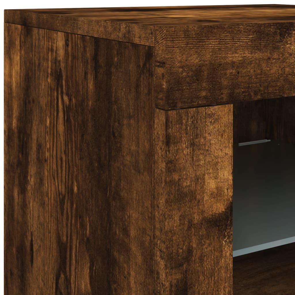 Komoda s LED svjetlima boja dimljenog hrasta 181,5x37x67 cm