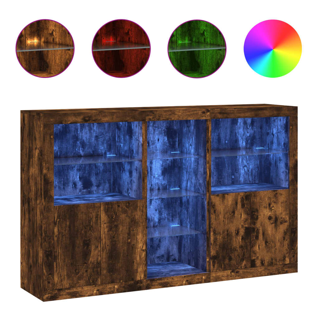 Komoda s LED svjetlima boja dimljenog hrasta 162x37x100 cm