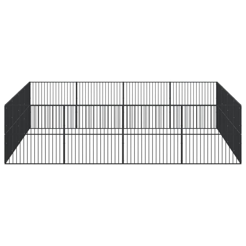 Ograda za pse sa 16 panela crna od pocinčanog čelika