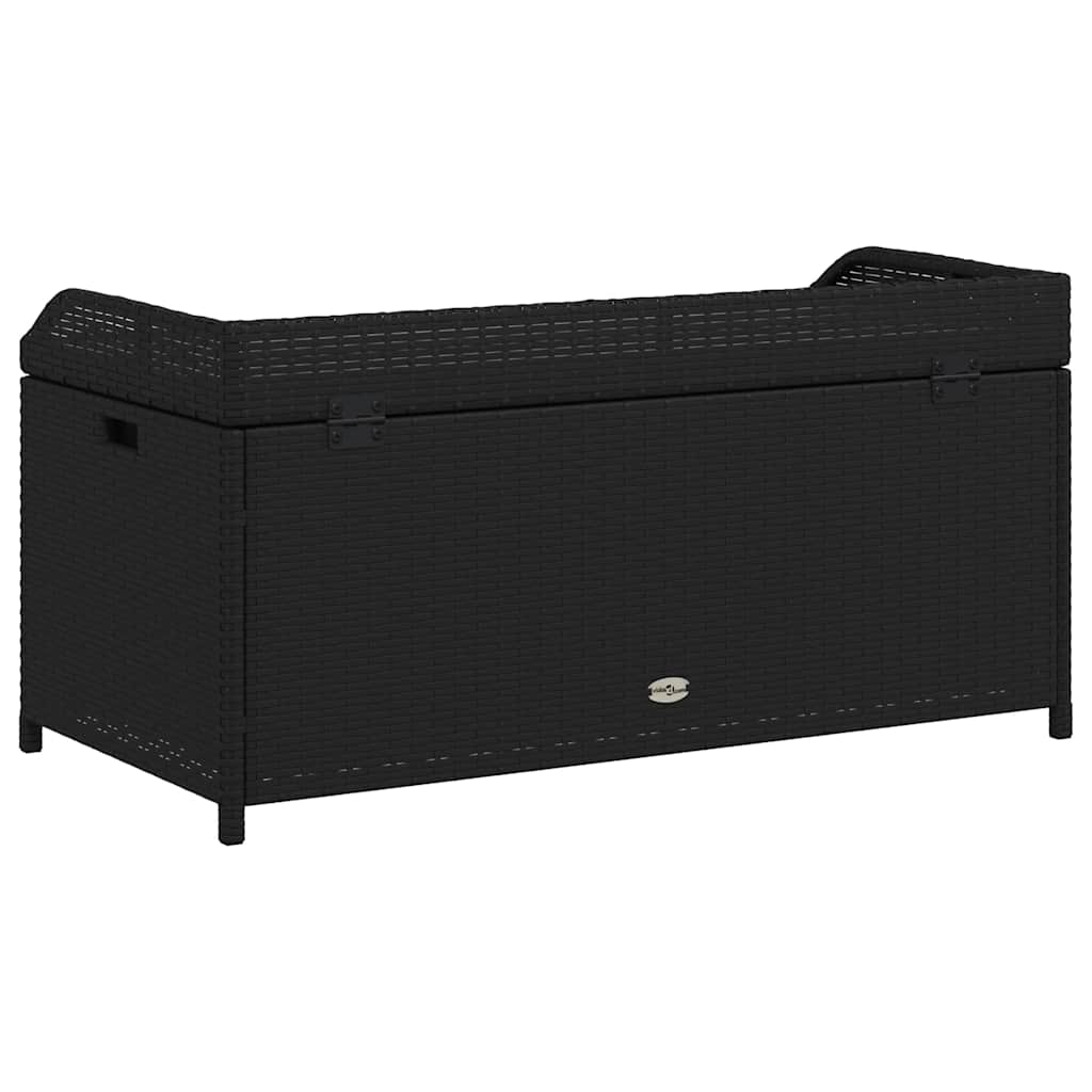 Klupa za pohranu crna 100x50x52 cm poliratan i bagremovo drvo