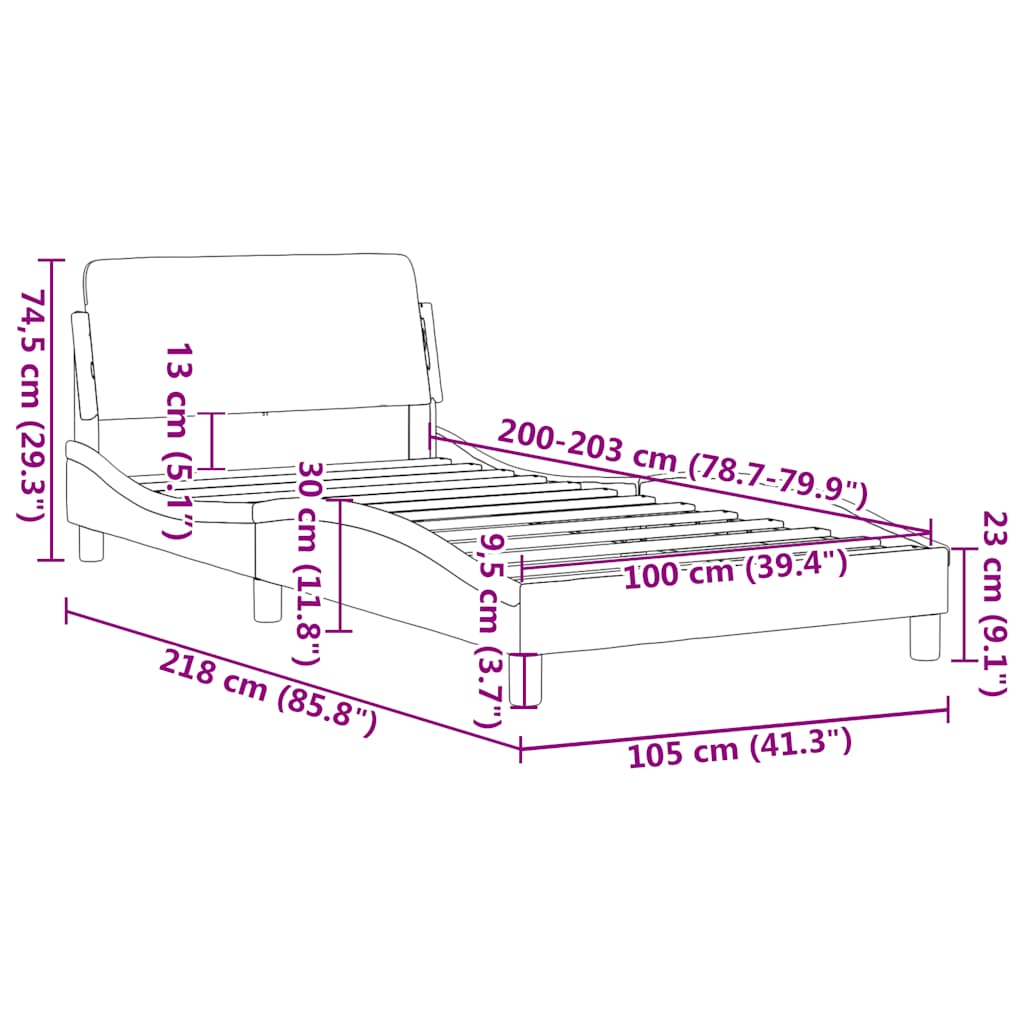Okvir za krevet Dover bijeli 100x203 cm od umjetne kože