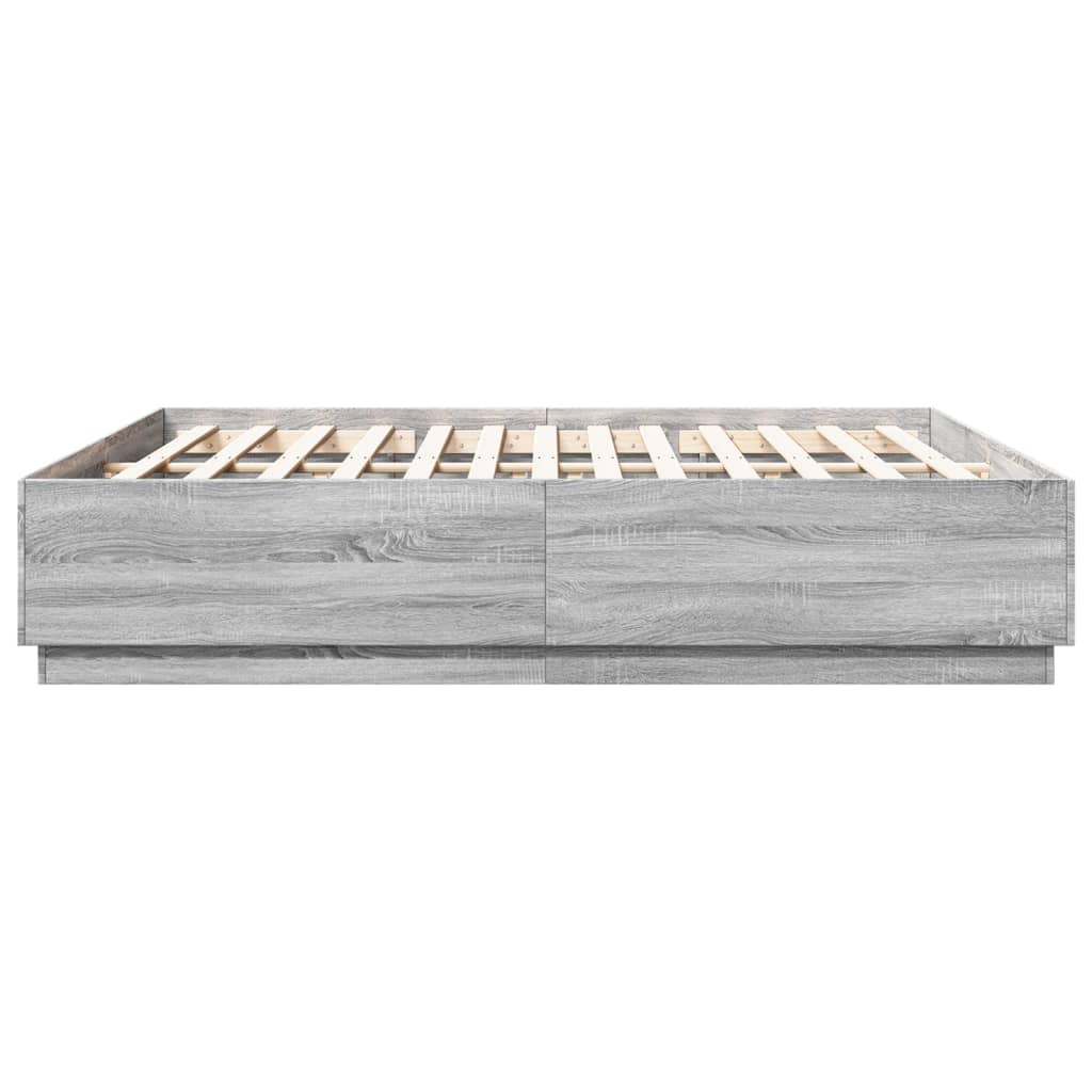 Okvir za krevet s LED svjetlima boja hrasta 180 x 200 cm drveni