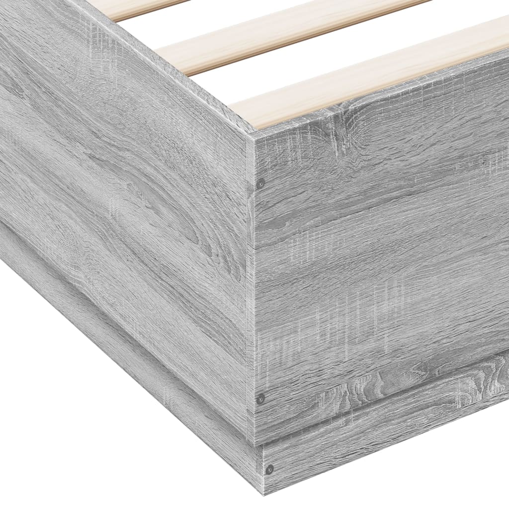 Okvir za krevet s LED svjetlima boja hrasta 180 x 200 cm drveni