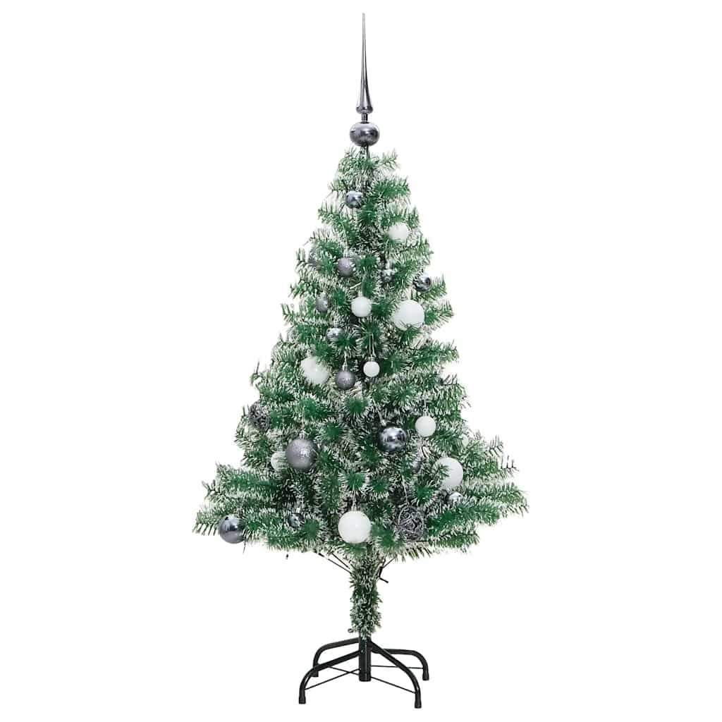 Umjetno božićno drvce 150 LED s kuglicama i snijegom 120 cm