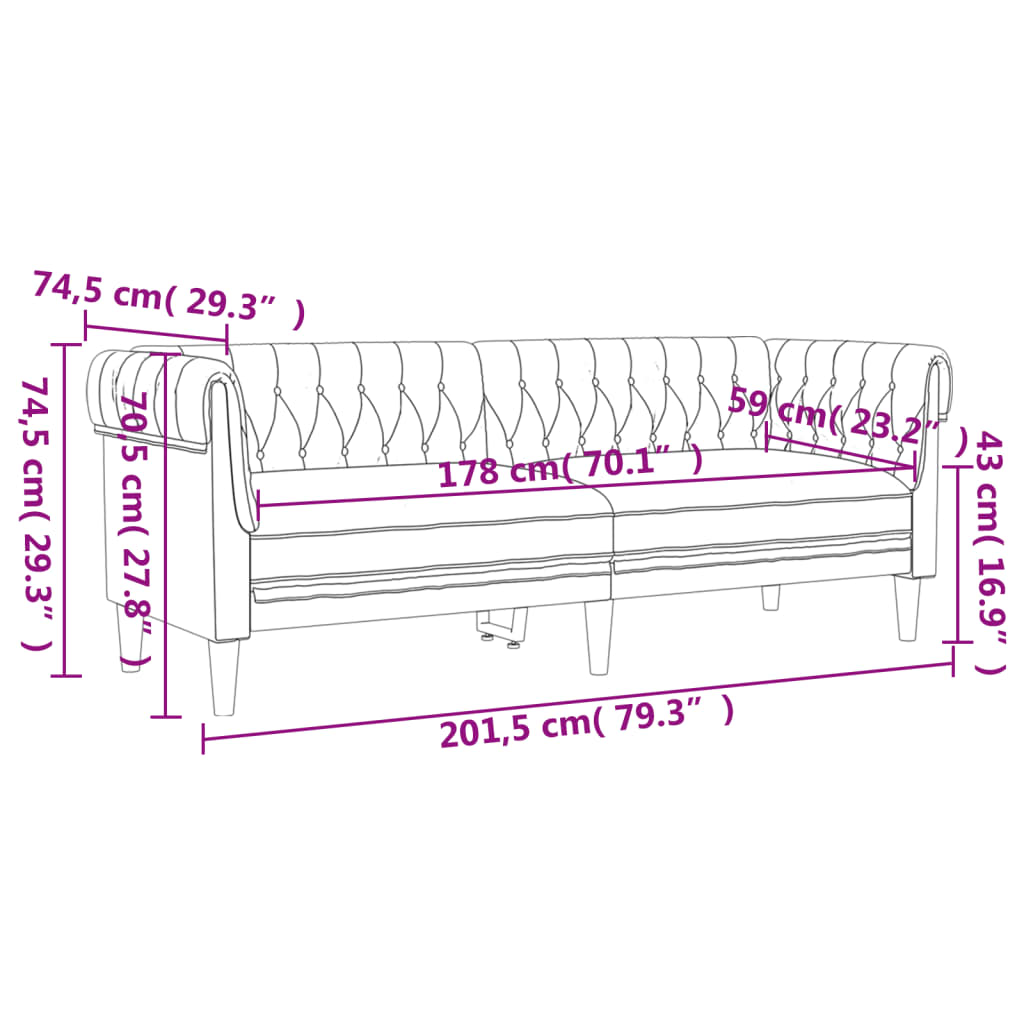 3-dijelni set sofa plavi od tkanine