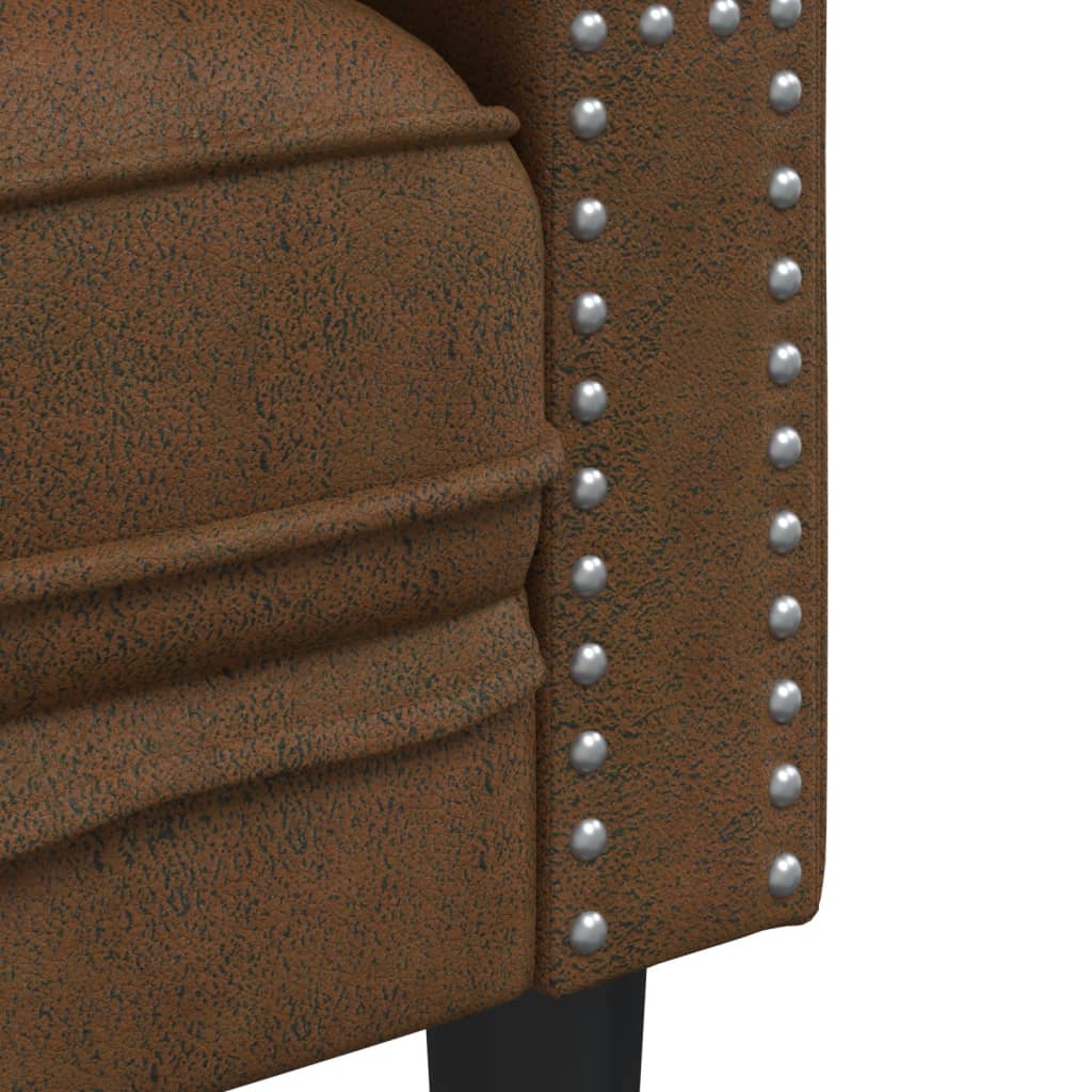 Chesterfield garnitura od 3 dijela s jastucima, smeđa, umjetna koža