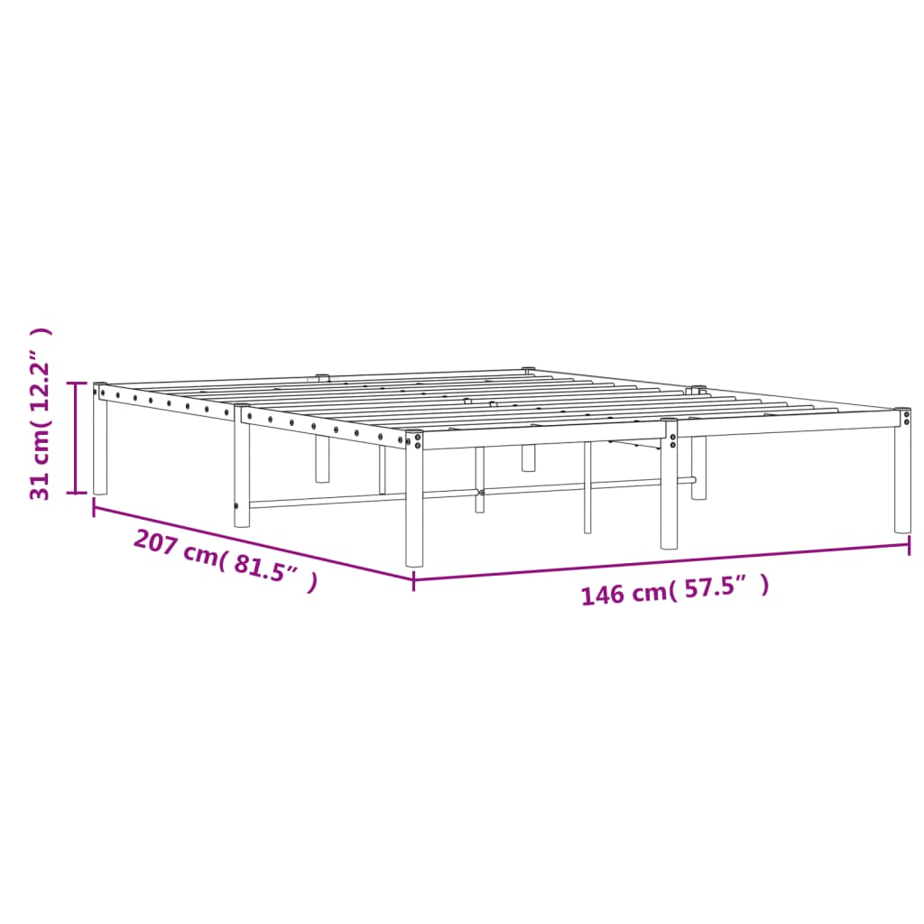 Metalni okvir za krevet crni 140x200 cm