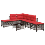 Kutna vrtna garnitura od 3 dijela s jastucima, smeđa, poliratan