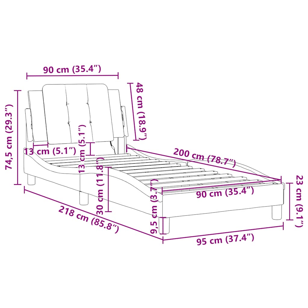 Okvir za krevet bez madraca Zadar cappuccino 90x200 cm umjetna koža