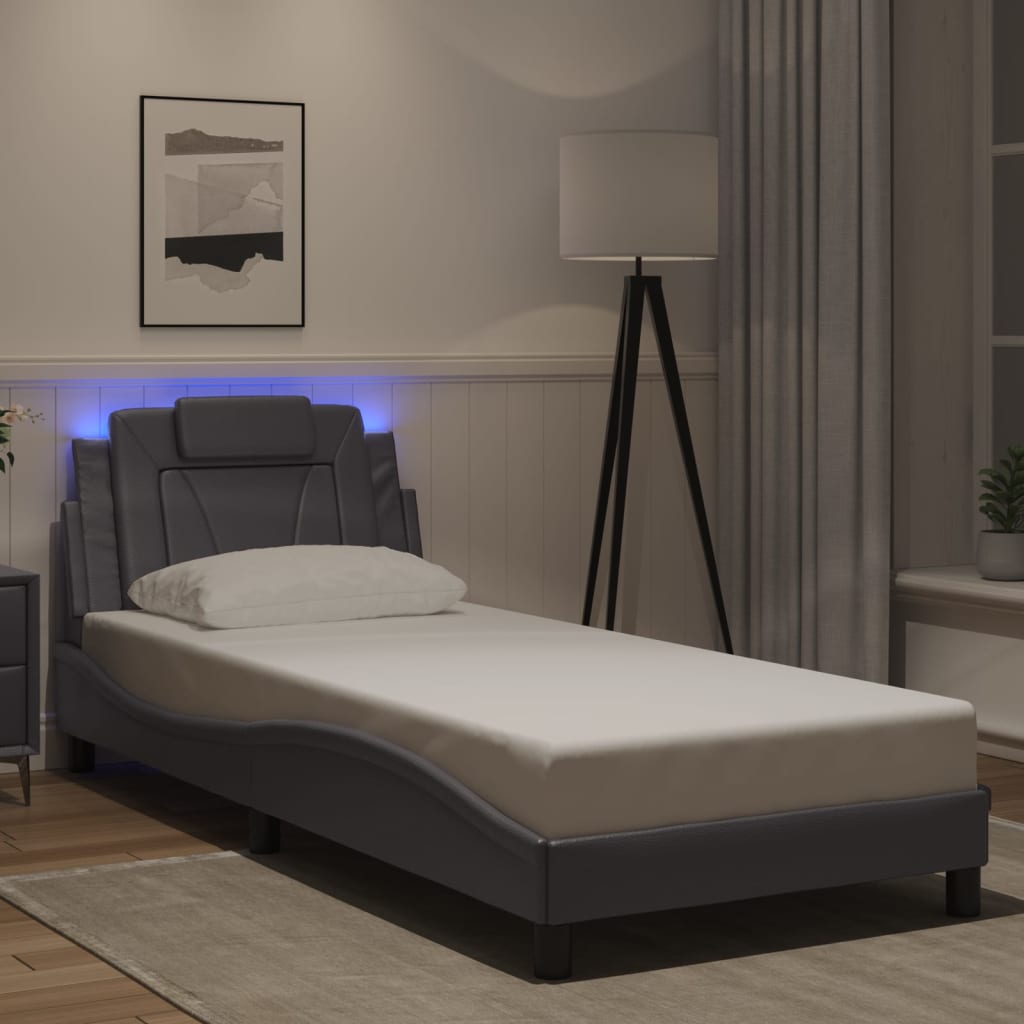 Okvir kreveta Viana s LED-om bez madraca sivi 80 x 200 cm