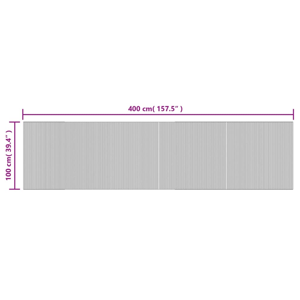 Tepih pravokutni crni 100 x 400 cm od bambusa