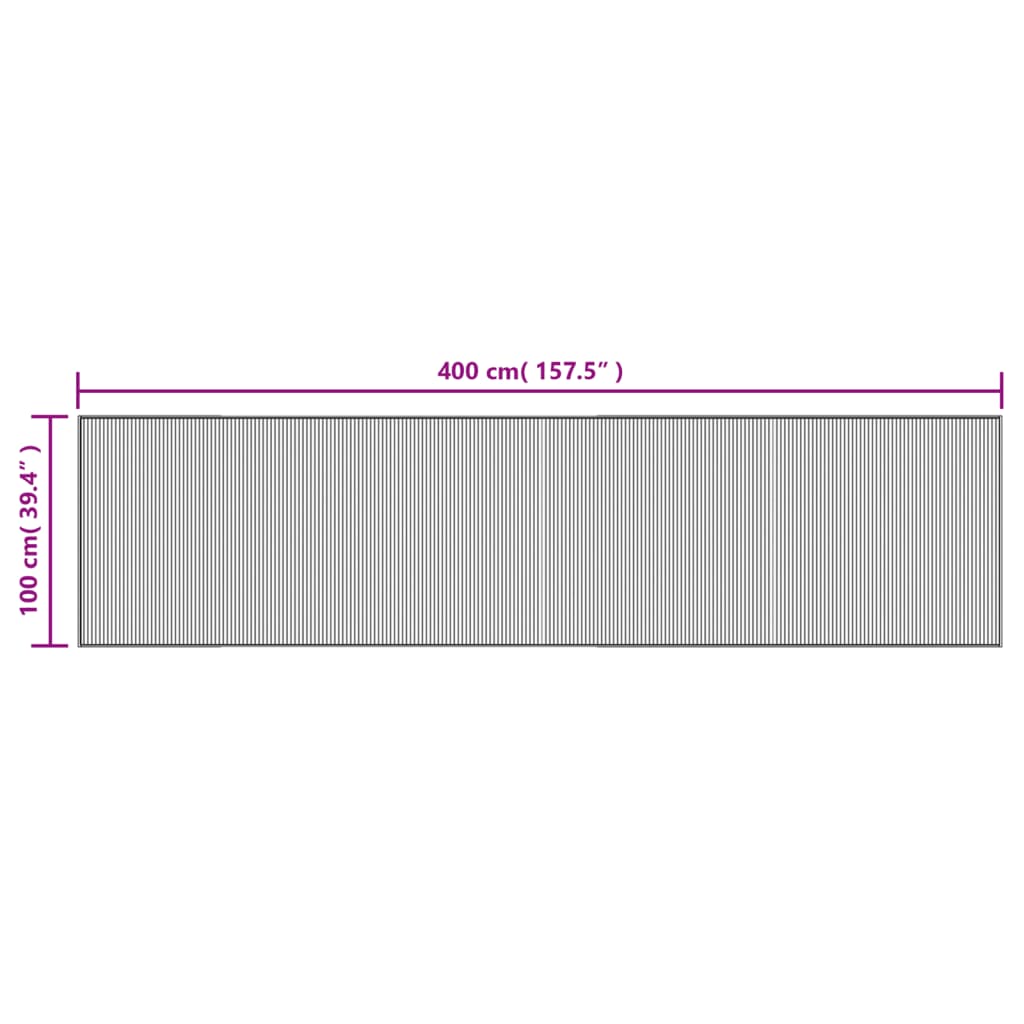 Tepih pravokutni sivi 100 x 400 cm od bambusa