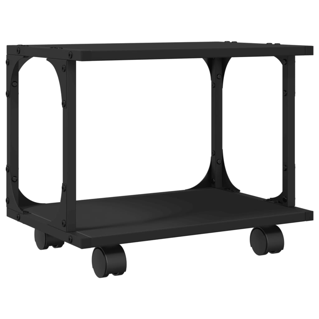 Stalak za pisač s 2 razine crni 41x28x33,5 cm konstruirano drvo