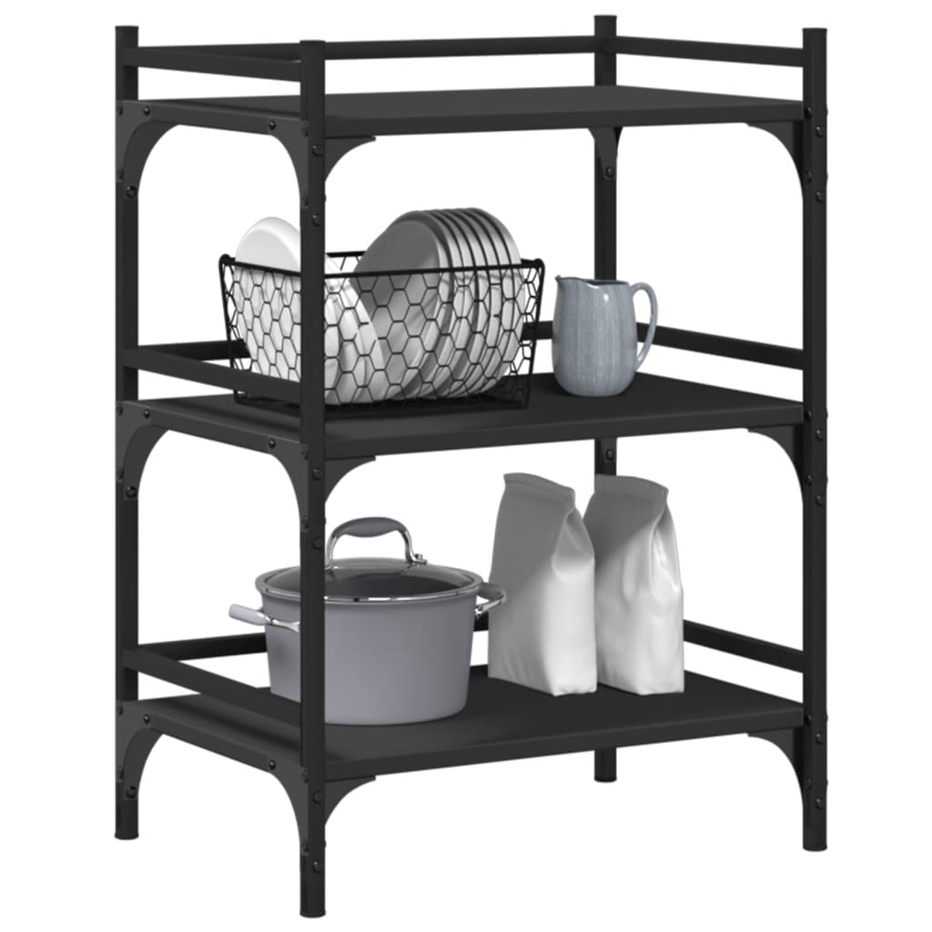 Kuhinjska kolica crna 50 x 35 x 75,5 cm od konstruiranog drva