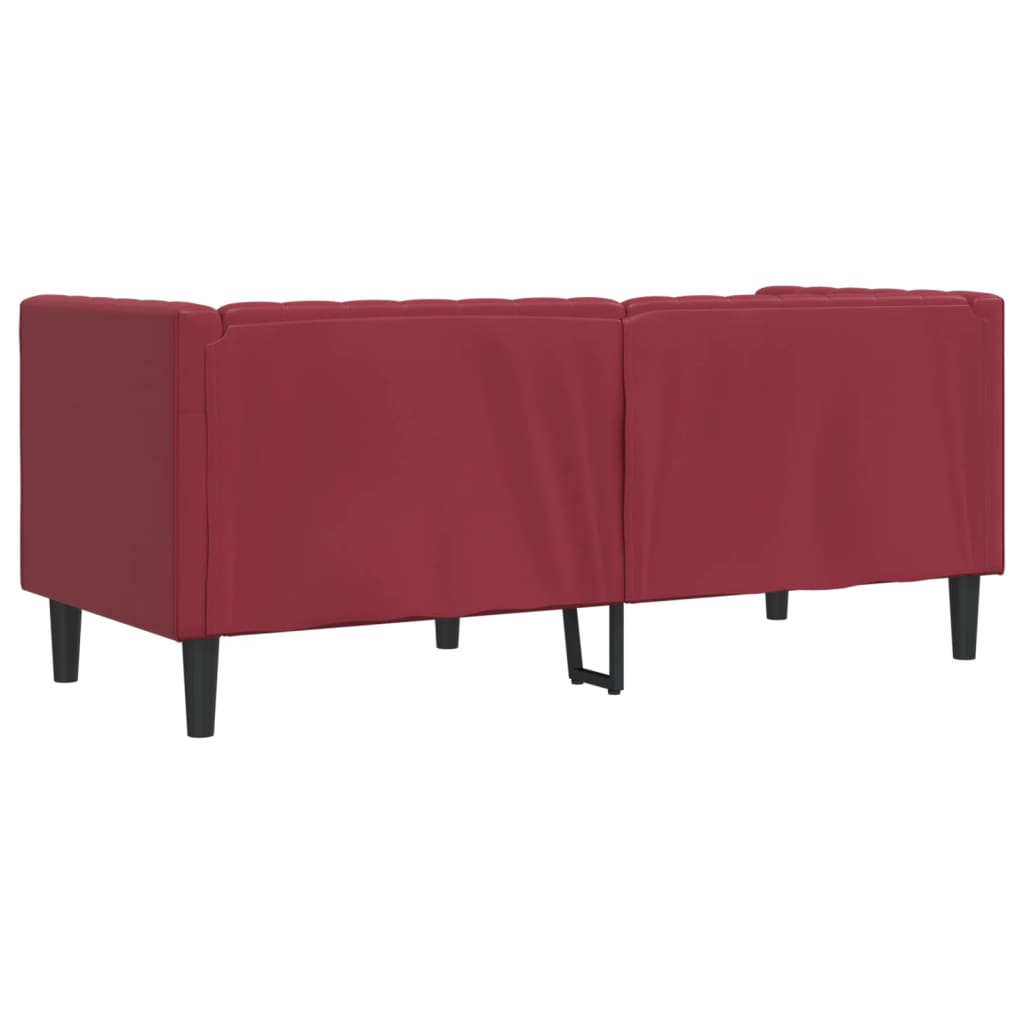 Fotelja Chesterfield 2-sjed od umjetne kože boje vina