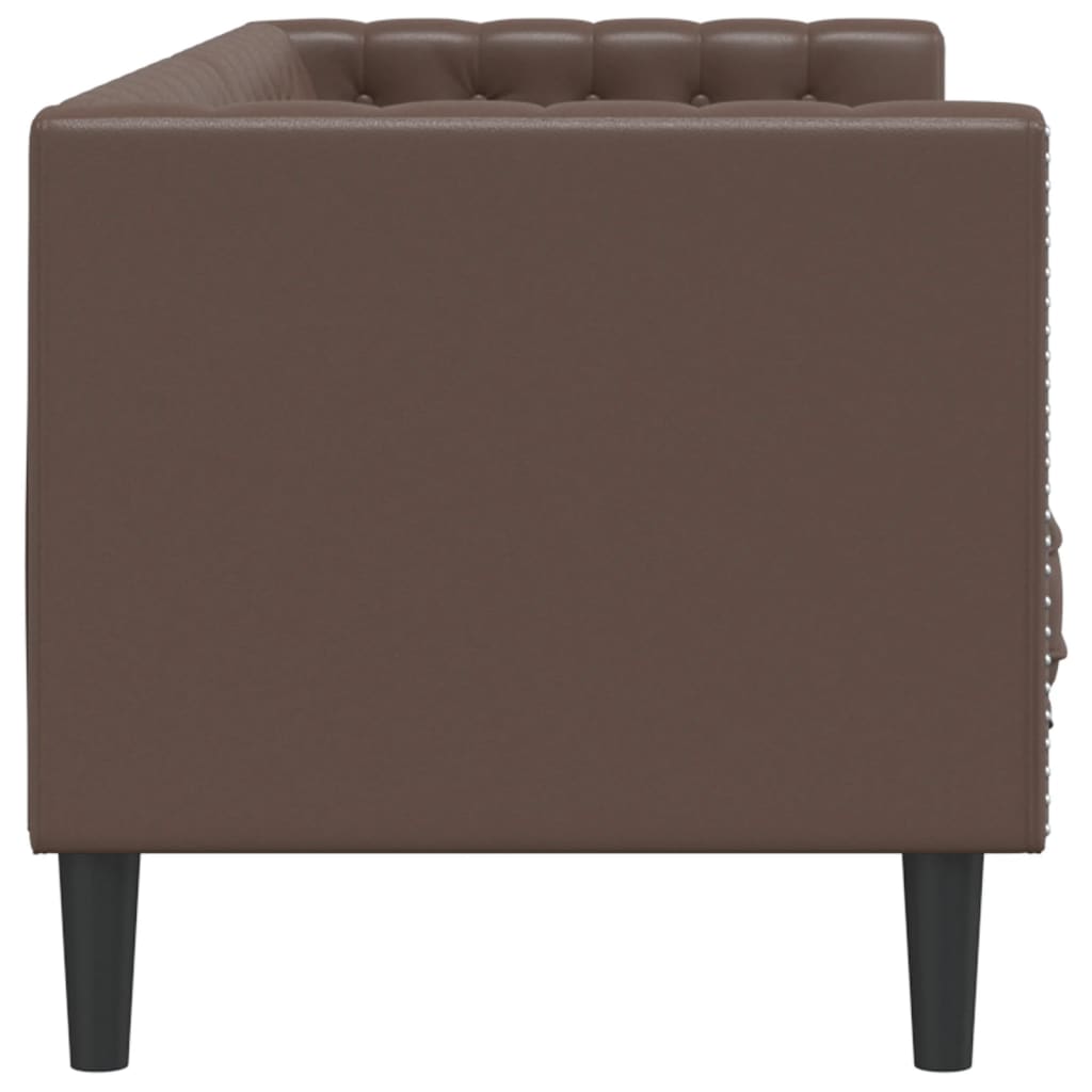Chesterfield sofa za 3 osobe, smeđa, umjetna koža